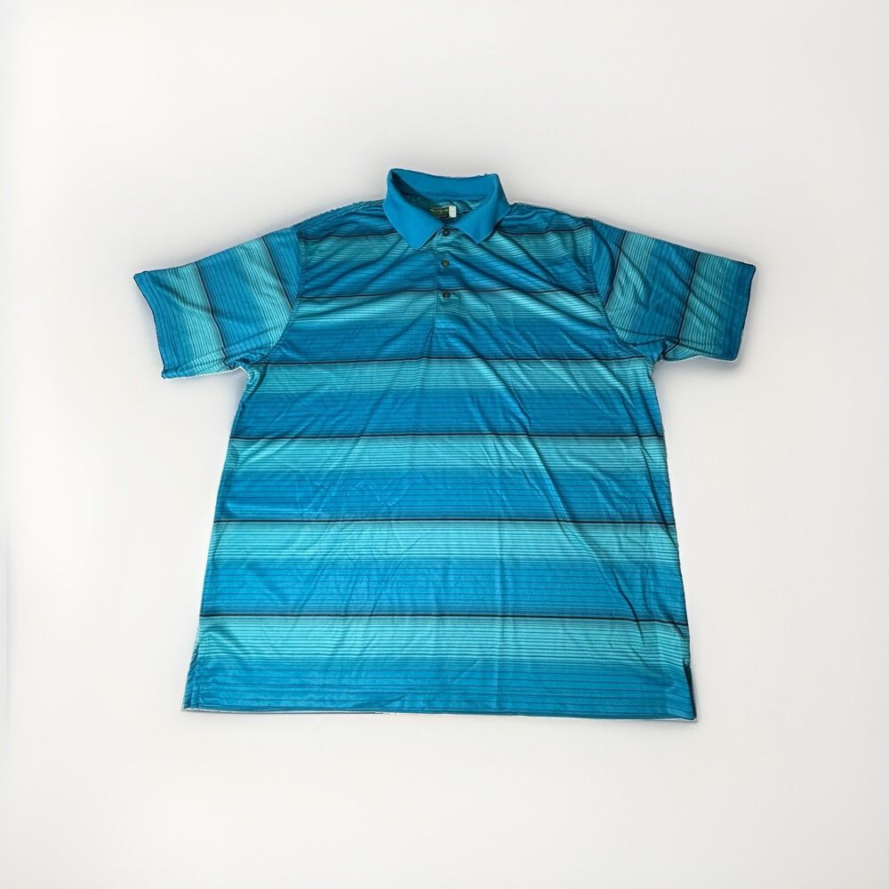 Ben Hogan Performance Golf Polo Men’s 2XL Blue Black Striped Short Sleeve
